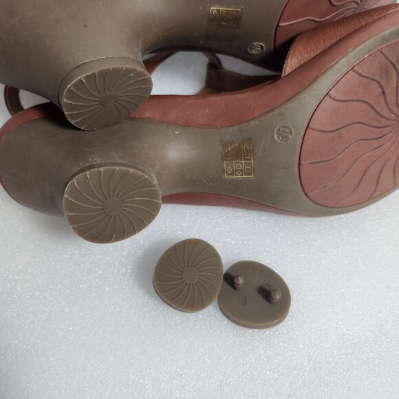 Miz Mooz Carter Leather Open Toe T-Strap Sandals Size 40 US 9 Brown - Picture 14 of 14